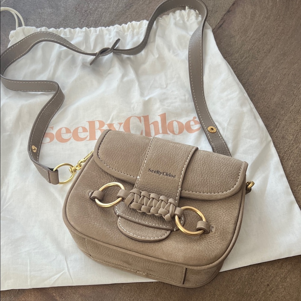 See By Chloe Beige Crossbody Bag with Gold Accents